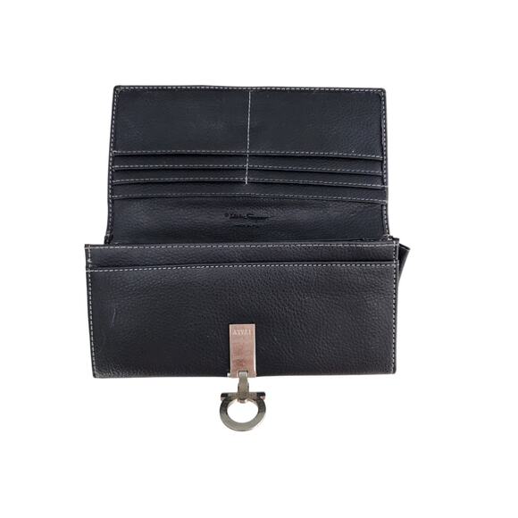 Salvatore Ferragamo Black Pebbled Leather Wallet Italy Read Description - Picture 3 of 10
